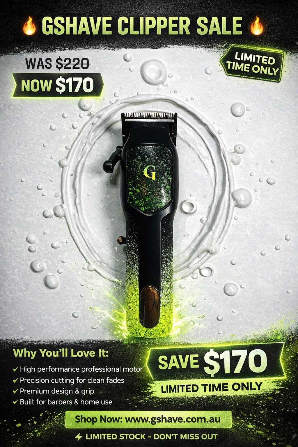 G Shave Clipper - Green Splatter